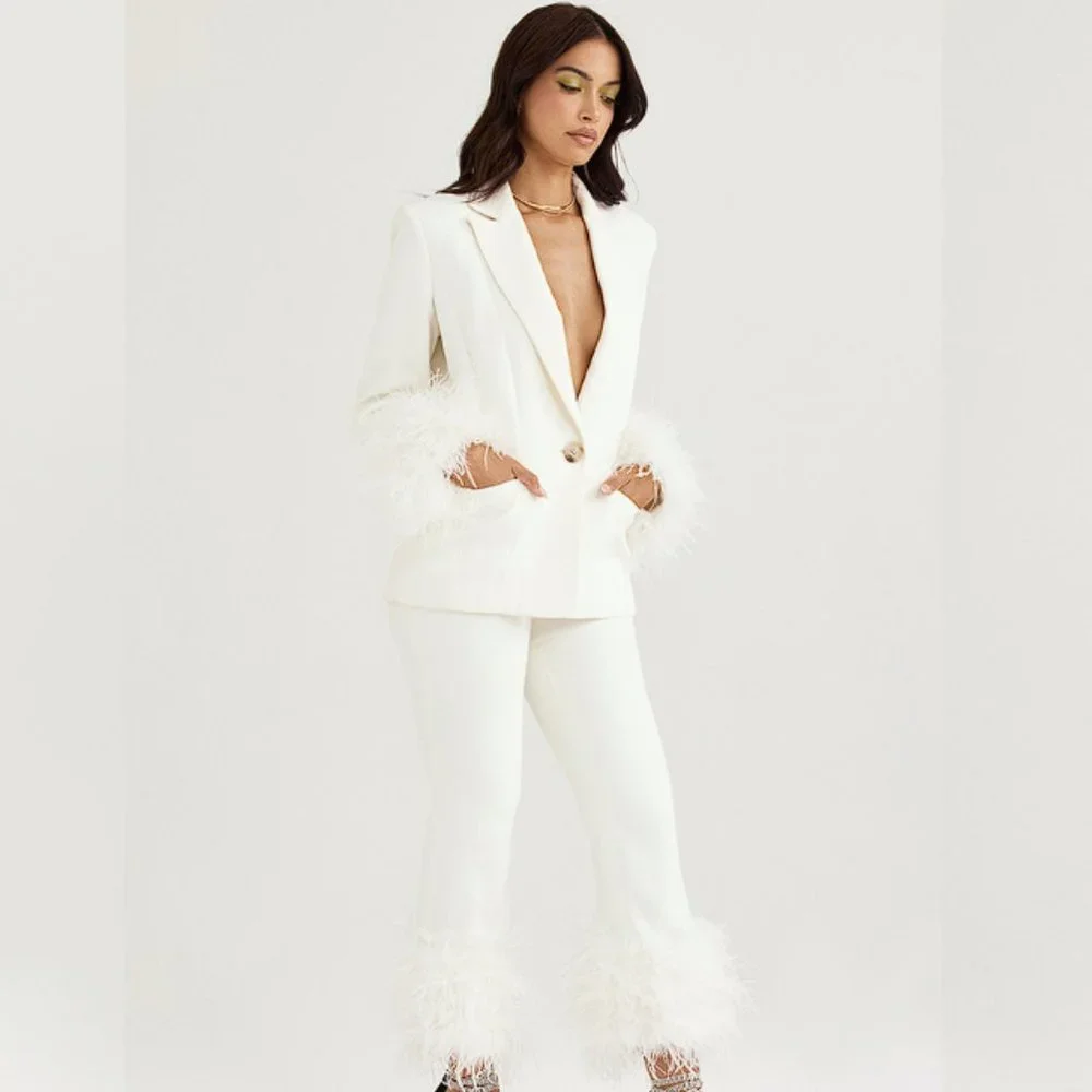 HOUSE OF CB 'Fae' Ivory Hem Trousers NWOT - Picture 10 of 15